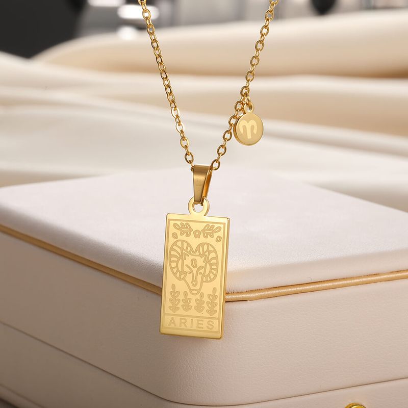 Nuova collana in acciaio inossidabile con 12 costellazioni placcata in oro e ciondolo in ottone per uomini e donne facoltosi._voghion.com