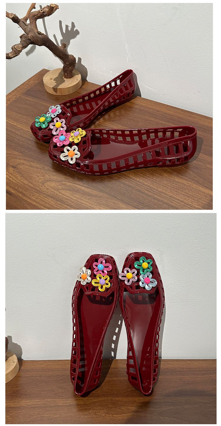 Jelly Shoes Kadın Sığ Tek Ayakkabı Kristal Ayakkabı Kare Başlı Havalı Terlikler Tembel Tek Pedal Yetişkin_voghion.com