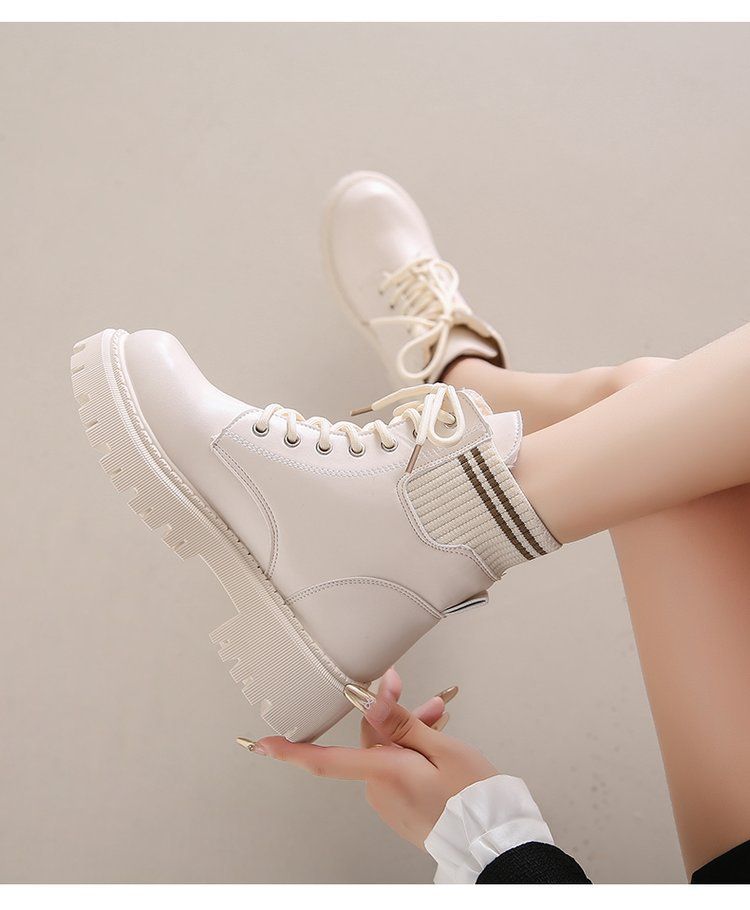 Female Students 2024 New Large Size with Velvet Thick Bottom Comfortable and Versatile Fashionable Strap up Martin Boots_voghion.com