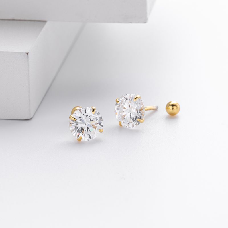 Gioielli da donna in argento sterling S925 con quattro griffe e orecchini a vite con zirconi, gioielli classici versatili, alla moda e semplici da donna_voghion.com