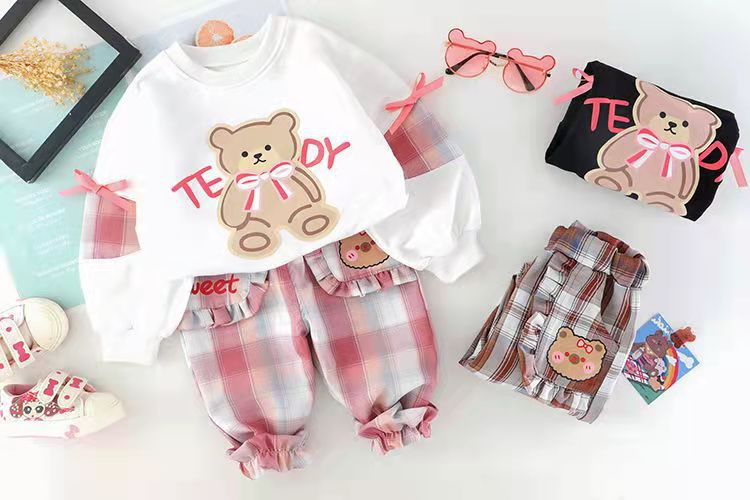 Bébé fille printemps et automne sweat à capuche ensemble printemps bébé deux pièces ensemble début printemps vêtements pour enfants fille printemps vêtements_voghion.com