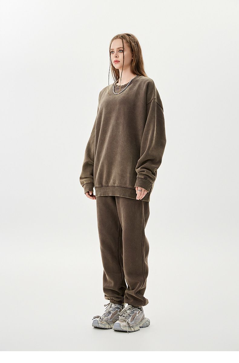 Unisex Heavyweight Fleece Tracksuit – Vintage Batik Print Hoodie & Jogger Set (S-XXL, 58% Polyester 42% Cotton)_voghion.com