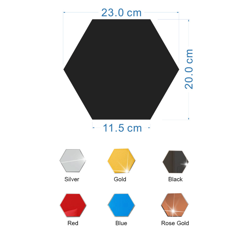 JM006 pegatina de pared de espejo acrílico hexagonal DIY decoración del hogar pegatina de espejo tridimensional impermeable_voghion.com