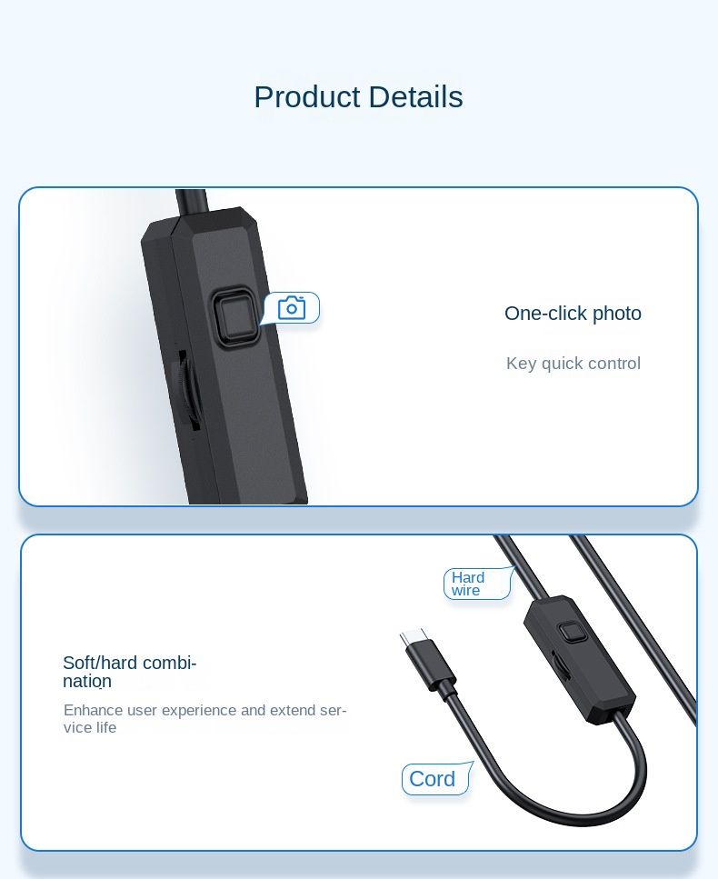 Mobile Phone Direct Connected Camera HD 2 Million Endoscope Hard Wire Waterproof Endoscope for Mobile Phone_voghion.com