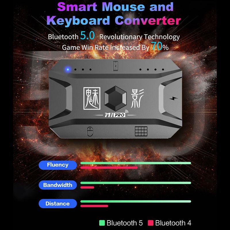 Plug and Play Gamepad PUBG Mobile Controller Gaming Tipkovnica Miš Converter Bluetooth 5.0 za Android Adapter za IOS_voghion.com