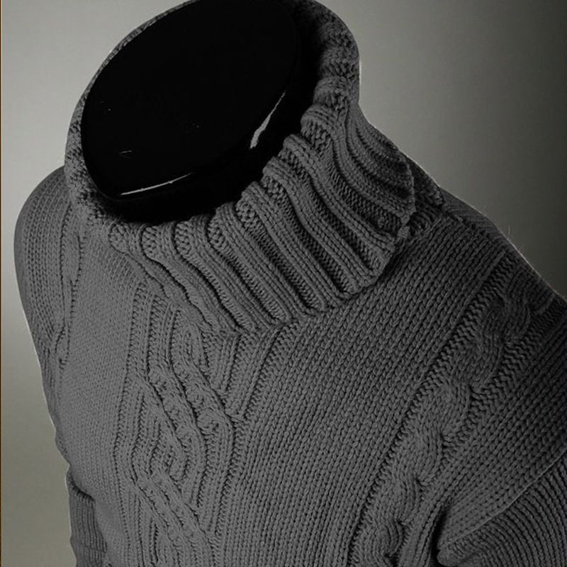 Herrenbekleidung neuer dicker Rollkragenpullover für Herren, langärmeliger warmer Pullover für Herren_voghion.com