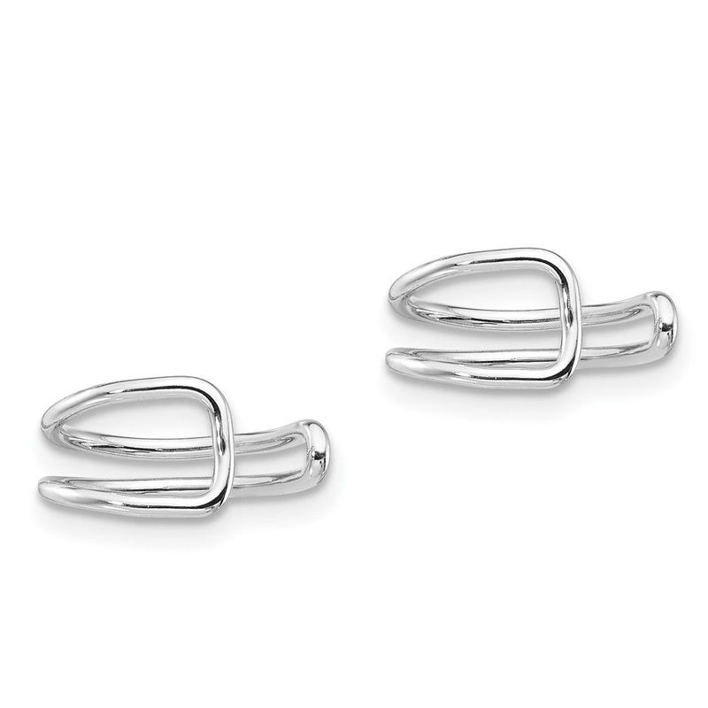 Sterling Silver Rhodium-plated Polished Adjustable Pair Of Cuff Earrings_voghion.com