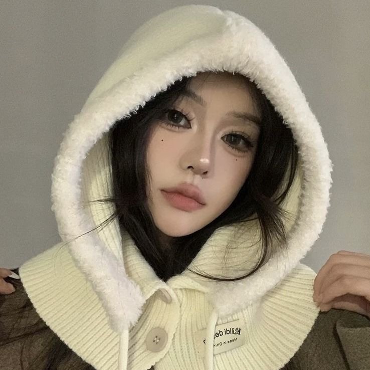 Passamontagna coreano per donna, sciarpa calda invernale, stile coppia, protezione per le orecchie, cappello lavorato a maglia_voghion.com