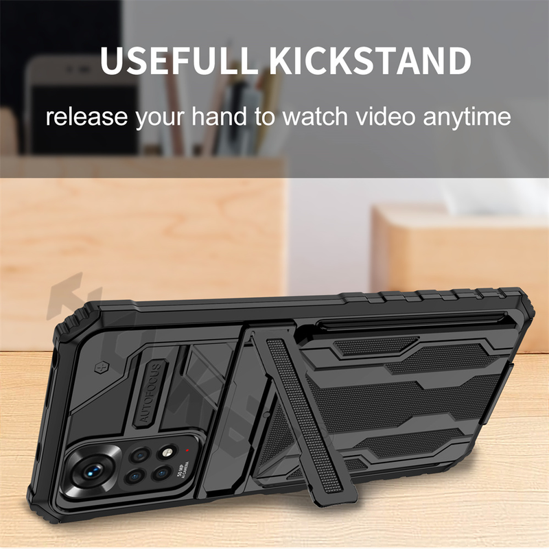 Shockproof Armor Case Fir Xiaomi Redmi Note 11S 11 10 10S 9 Pro Max 11T Poco M4 M3 X3 Pro Anti Shock KickStand Card Slot_voghion.com