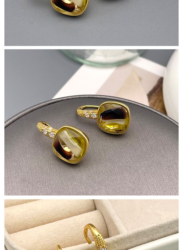 Korean Fashion Commuter Earhook Geometric Inlaid Crystal Glass Personalized Charm with Niche Design Simple Earrings_voghion.com