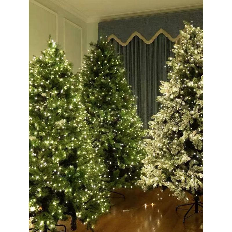 Albero di Natale con telecomando, filo verde, filo di rame, luci a LED, pianta verde zingara, rattan, decorazione per esterni, luci per le feste_voghion.com