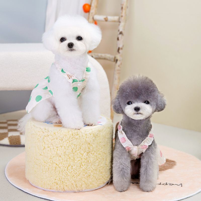 Vestido informal fino con estampado de lunares grandes para gatos, ropa universal para primavera y verano para perros_voghion.com