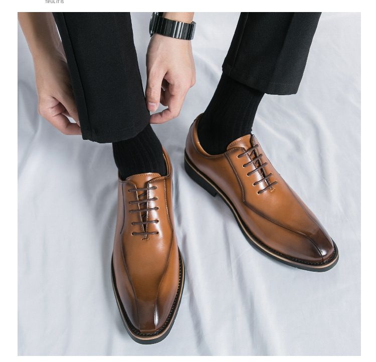 Ανδρικό επαγγελματικό casual φόρεμα Oxfords επίσημα παπούτσια με κορδόνια για γραφείο, πάρτι και καθημερινά ρούχα_voghion.com
