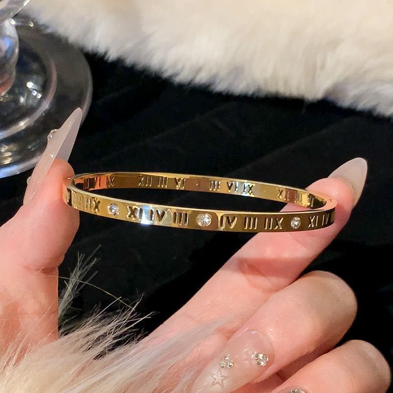 【2938 People's Collection】 Hoogwaardig titanium staal, volledige diamant, veelzijdige modearmband, lichte luxe voor kinderen,_voghion.com
