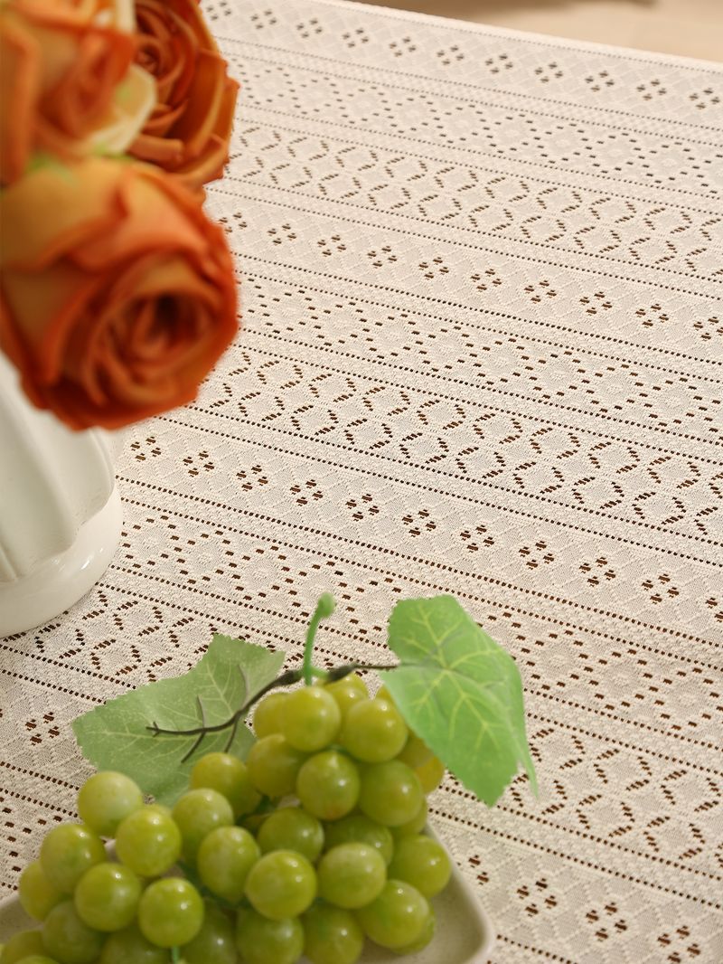 Nordic Luxury Dot Lace Trim Tablecloth – Elegant Non-Slip Durable Cover For Dining Table, Coffee Table, And Side Table, Multiple Colors & Sizes_voghion.com