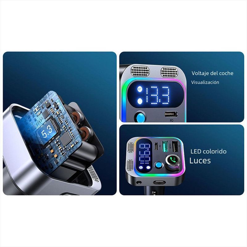 Bluetooth FM Transmitter Car Radio With Dual Microphone For Hands-Free Calls Without Cable MP3 Support Fast Charging_voghion.com