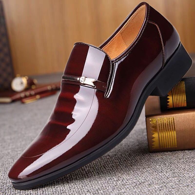 Leather For Men's Youth In Large Size, Business, Leisure, Formal Dress, Foot Covering Patent Leather, Glossy Shoes,_voghion.com