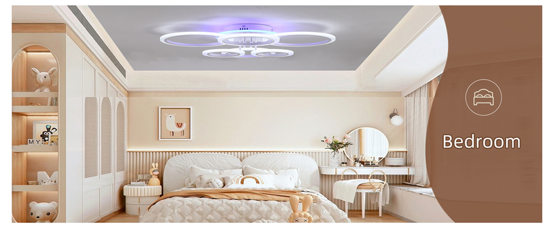 Moderne LED-Deckenleuchte für den Innenbereich, 70 W dimmbare Deckenleuchten für Schlafzimmer, 6 Ringe, Beleuchtungskörper, LED-Deckenlampe für die Küche, 3000–6000 K, Weiß_voghion.com