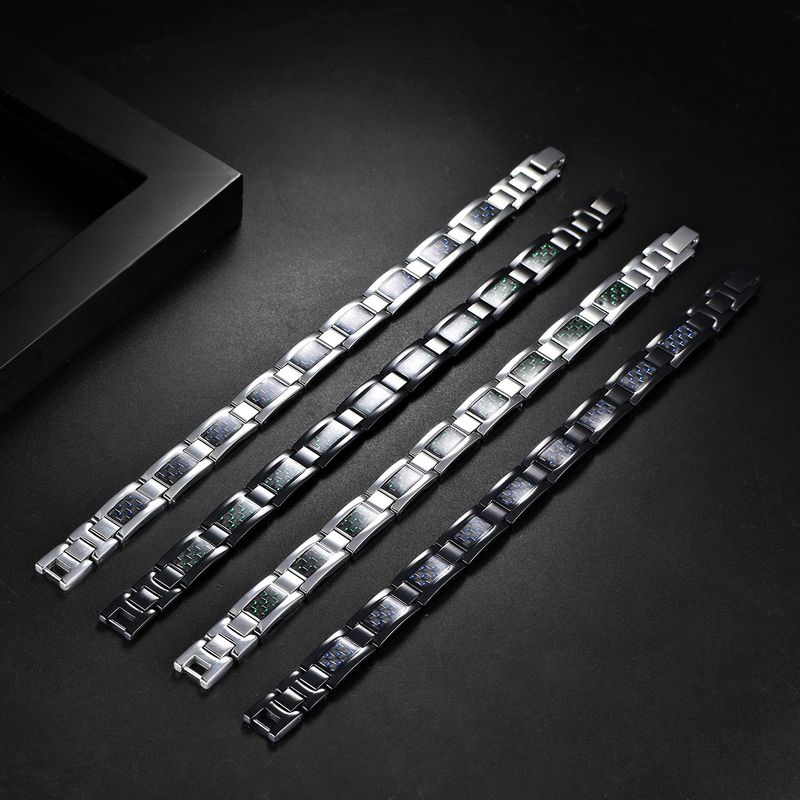 Herrenarmband aus Edelstahl und Karbonfaser – eleganter Business- und Freizeitstil mit geometrischem Design – langlebig und leicht für den Alltag_voghion.com
