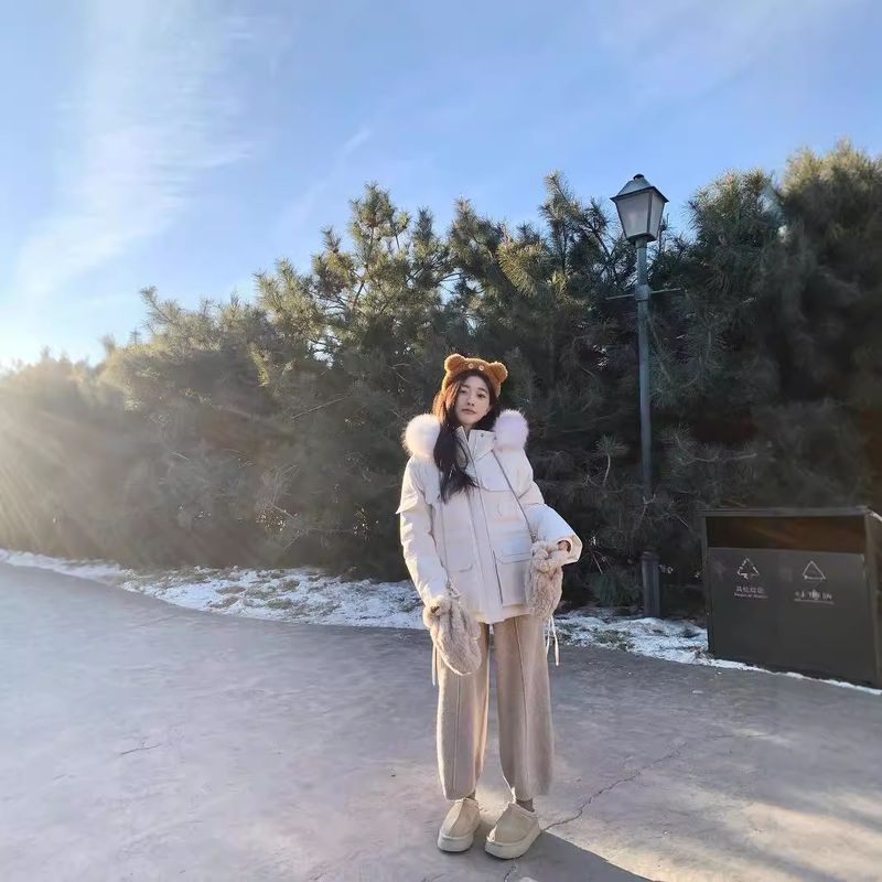 Giacca invernale da donna Parker Workwear Extreme Cold Series Three Proof in vera pelliccia di procione 90% piumino d'anatra bianco_voghion.com