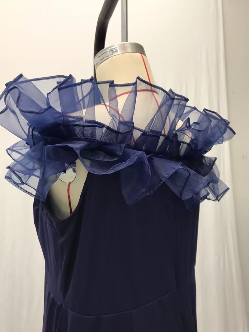 Abbigliamento da donna Primavera Cintura elastica lavorata a maglia Foglia di loto Una spalla Piccola coda Gonna lunga Vestito_voghion.com