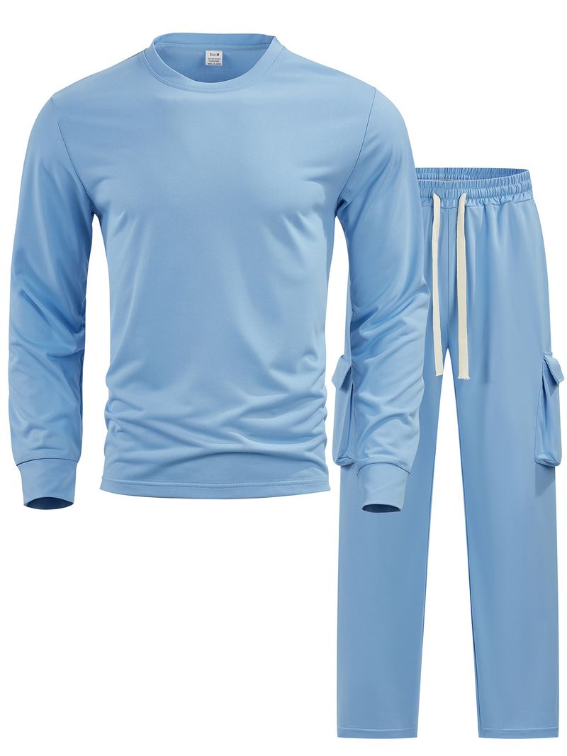 Sweat-shirt à manches longues et col rond pour homme, style européen et américain, collection automne 2025, pantalon de sport décontracté, costume deux pièces pour homme_voghion.com