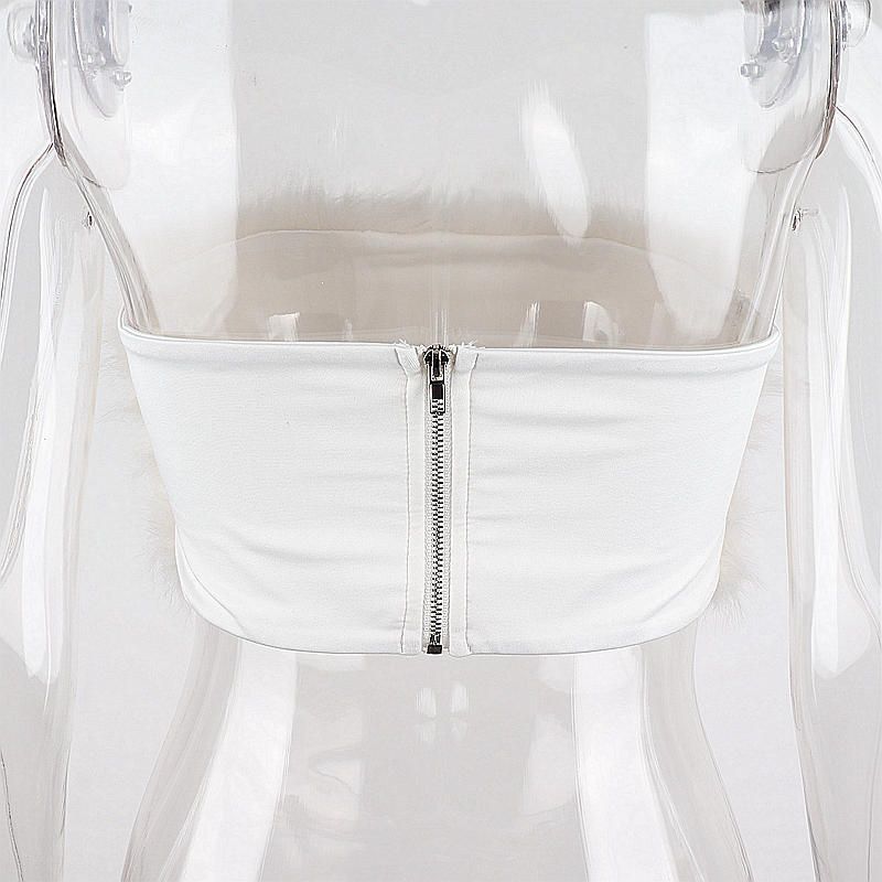 Hot Girl Street European and American Style Women's Clothes Sexy One-shoulder Suspenders Sweet Furry Super Short Vest_voghion.com