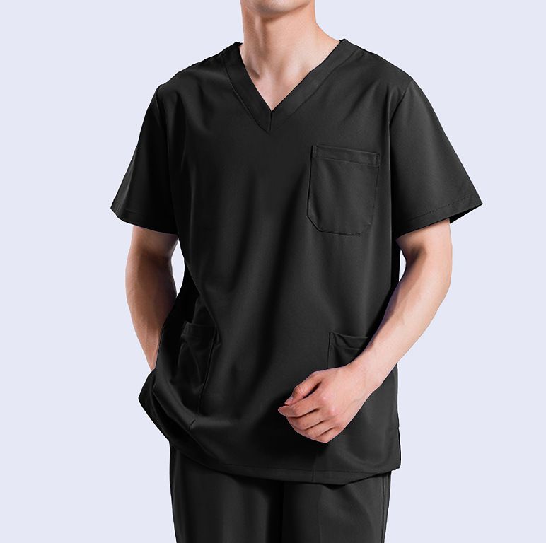 Geeignet für alle Jahreszeiten 2024 Neues einfarbiges Herren-T-Shirt mit V-Ausschnitt und Tasche_voghion.com