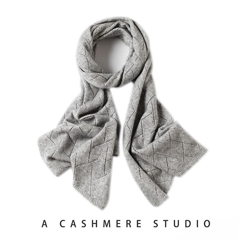 2025 New Cashmere Scarf Women's Short Korean Version Autumn And Winter Warm Neck Protection Knitted Versatile Hollow Scarf_voghion.com
