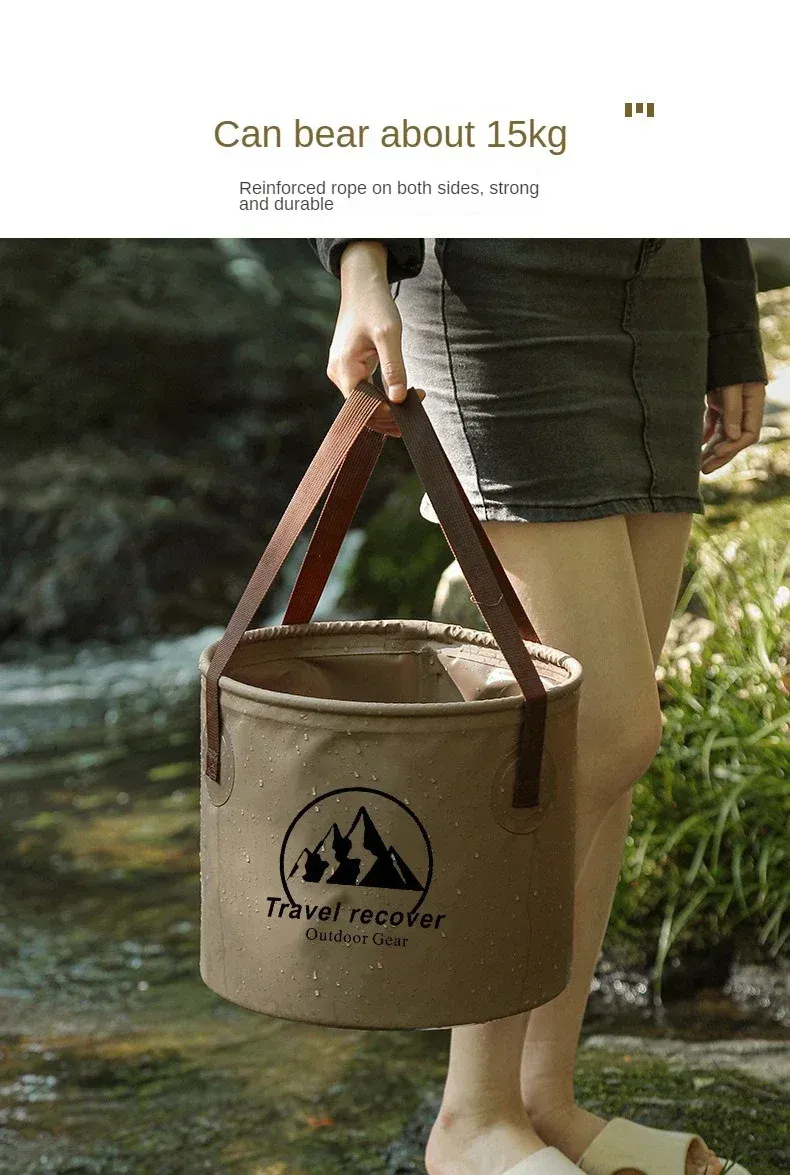 5L/10L Outdoor Multifunctional Bucket Collapsible Portable Travel Bucket Large Capacity Carrying Bucket Camping Fishing Bucket_voghion.com