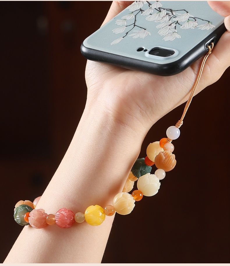 Bodhi Geldblumenkette für Frauen, exquisites und süßes Anti-Verlust-Pedant für das Handgelenk, Seil zum Aufhängen von Telefonhüllen, kleines Pedant für_voghion.com