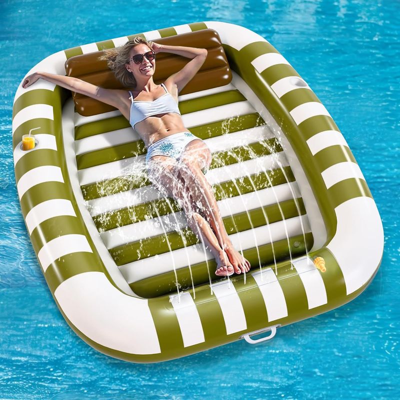 Aufblasbares Sonnenbecken, Schwimmbecken für Erwachsene, Bräunungsschwimmende Reihe, Rasenspray, Wasserbett, tragbares Doppel-Sonnenliegebett aus PVC_voghion.com