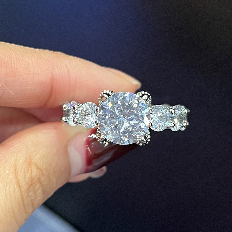 Cao Shi Junior High Grade Simple Women's Flower Language Wedding Copper Set Zircon Ring Jewelry_voghion.com