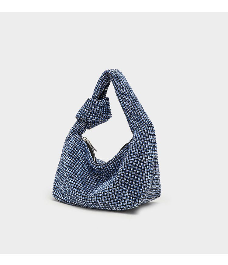 Full For Women New Style Inlaid Diamond Bucket A-grade Rhinestone Chain Handheld Single Shoulder Twist Knot Bag_voghion.com