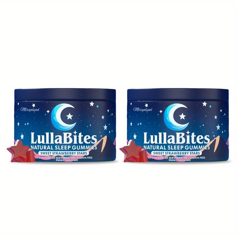 Lulabites Natural Sleeping Gummies - Melatonin Free, Sweet Strawberry Star | Botanical Essence Relaxation And Sleep Support, Pack Of 60, Nutritional_voghion.com