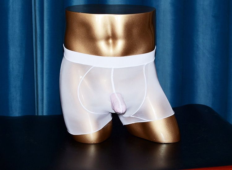LuvBox Qinghe Intimo da uomo a forma di U, calze lucide, pantaloncini, set JJ trasparente ultra sottile, boxer separati_voghion.com