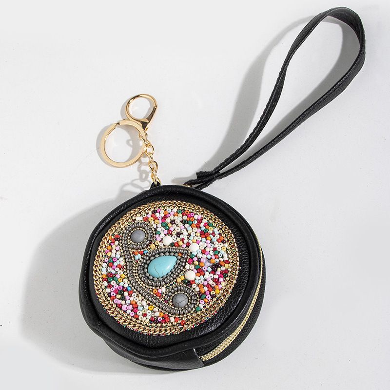 Coin Wallet Key Bag Bohemian Style Rice Beads Shell Flowers Exquisite Pu_voghion.com