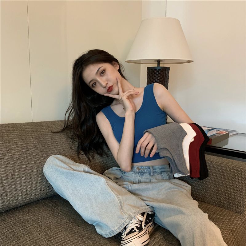 T-shirt court noir à bretelles en forme de U Beauty Back Sexy Intimates_voghion.com