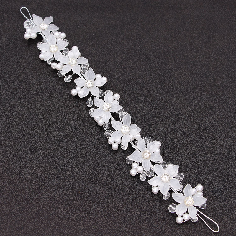 Koreanesch Brauthochzäitskopfschmuck, Acrylkristallblummen handgemaachte Perlband Hoeraccessoiren, Meederchersaccessoiren_voghion.com