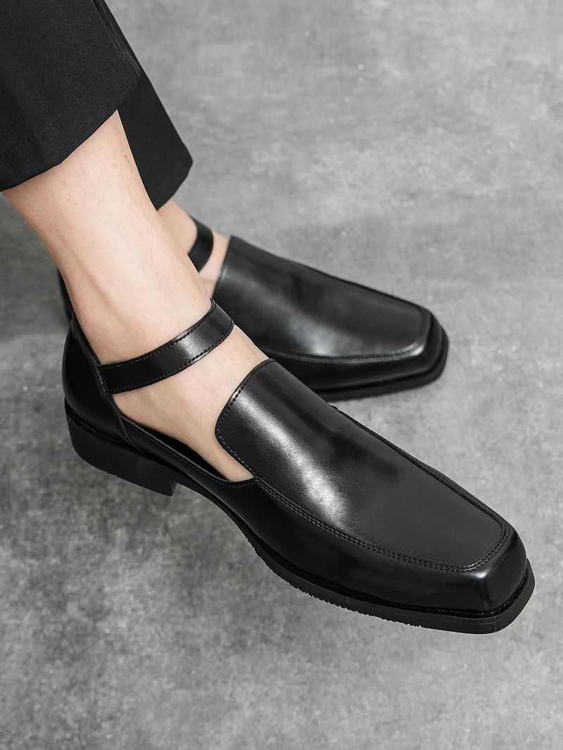 Sandali traspiranti estivi nuovi da uomo, scarpe casual in pelle con punta quadrata_voghion.com