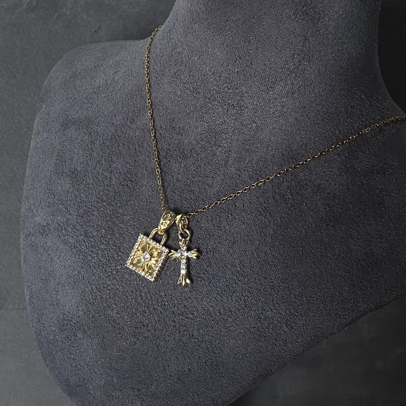 Collana con croce da donna, ciondolo in rame galvanizzato Premium Sense, croce in titanio, acciaio, catena per clavicola_voghion.com