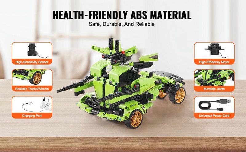 VEVOR STEM Building Toys For Kids 2 In 1 App & Remote Control Car/Robot 461 PCS_voghion.com
