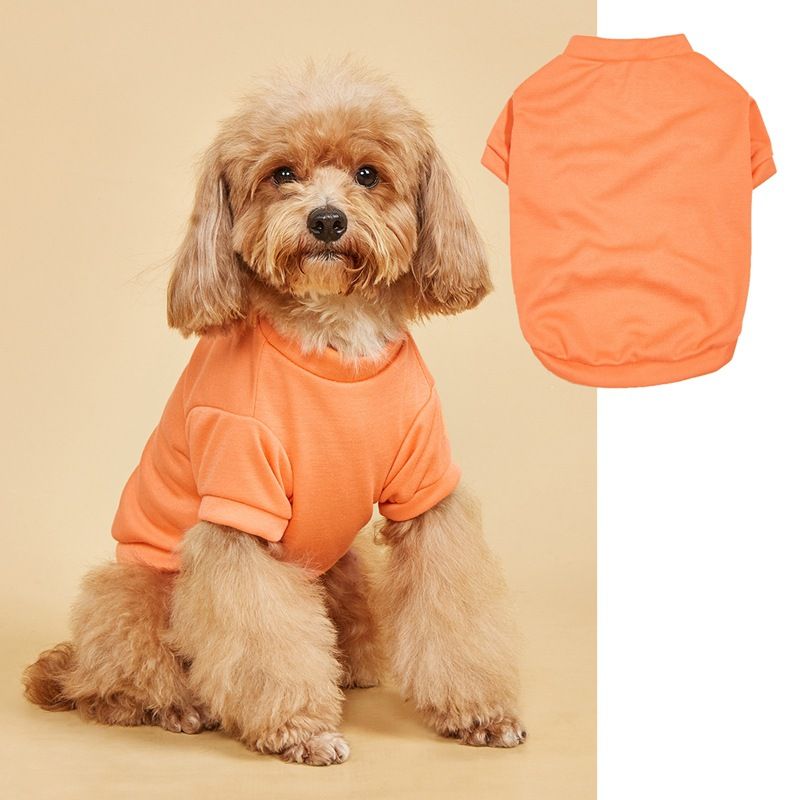 Puppy Round Neck Solid Color Casual Sweatshirt Spring Summer Plain Teddy Poodle Cat Pet Dog Clothes T-Shirt_voghion.com