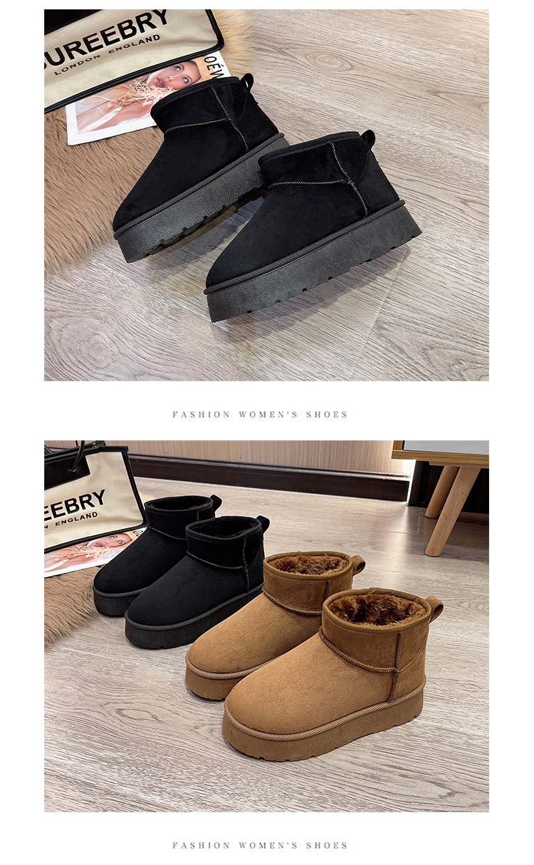 Pioggia con la stessa moda Stivali da neve rialzati con suola spessa Donna Plus Velluto addensato a prova di freddo Scarpe invernali da donna Scarpe di cotone Scarpe calde_voghion.com