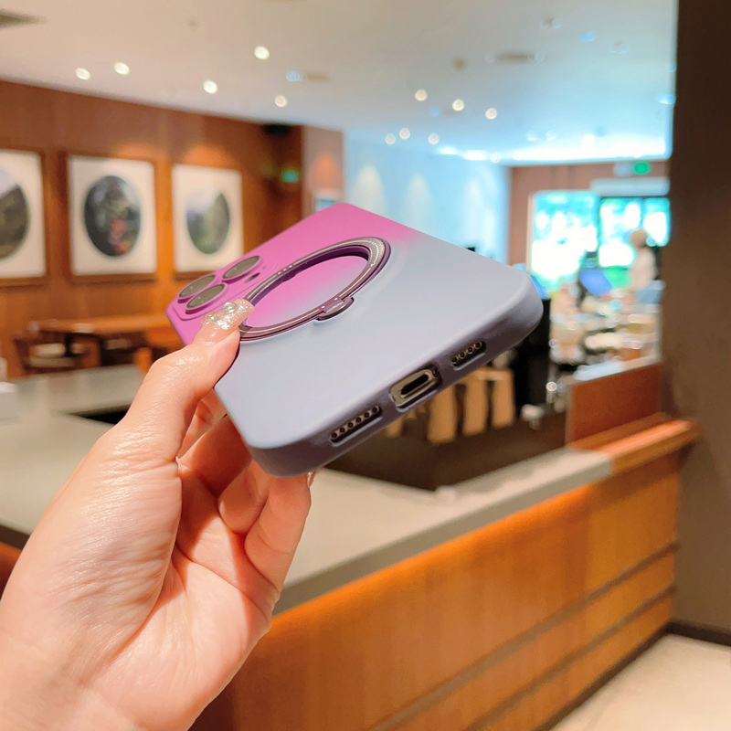Étui magnétique de Charge sans fil Magsafe avec anneau dégradé, pour iPhone 15 Plus 14 13 12 Pro Max, objectif d'appareil photo_voghion.com