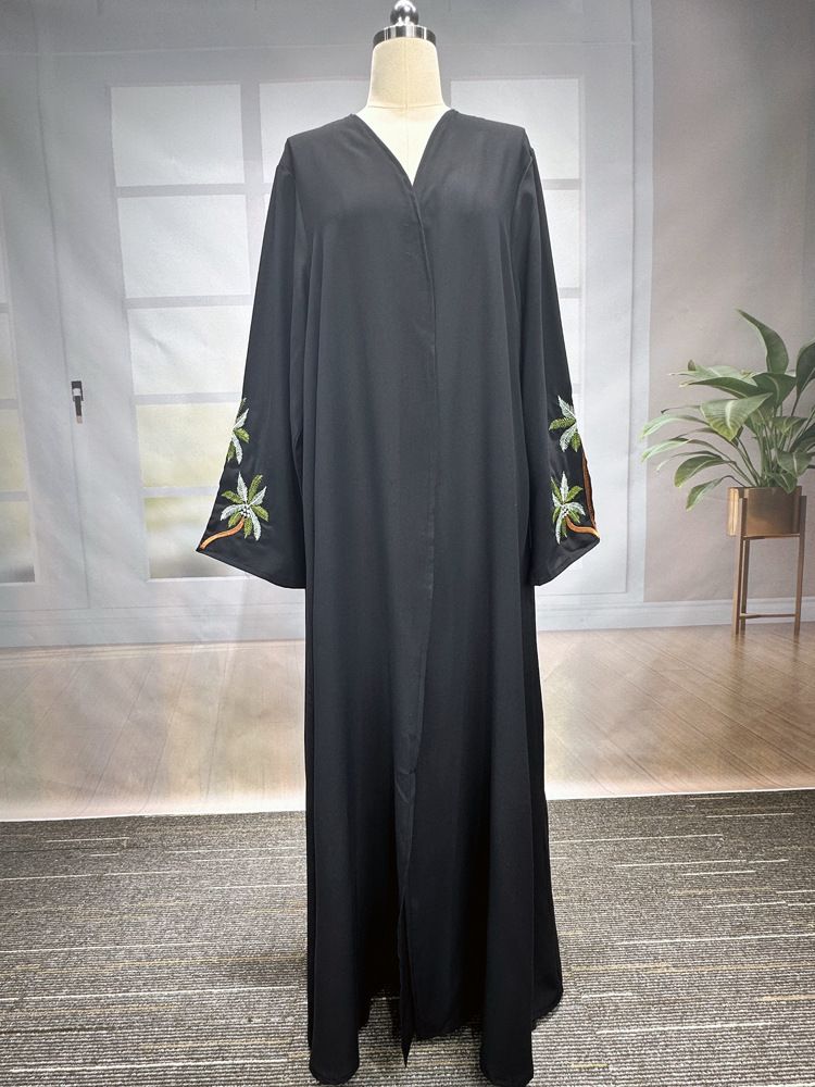 2025 neue Moslemische Kleidung Mode Elegante Strickjacke Bestickt Kleid Abaya_voghion.com