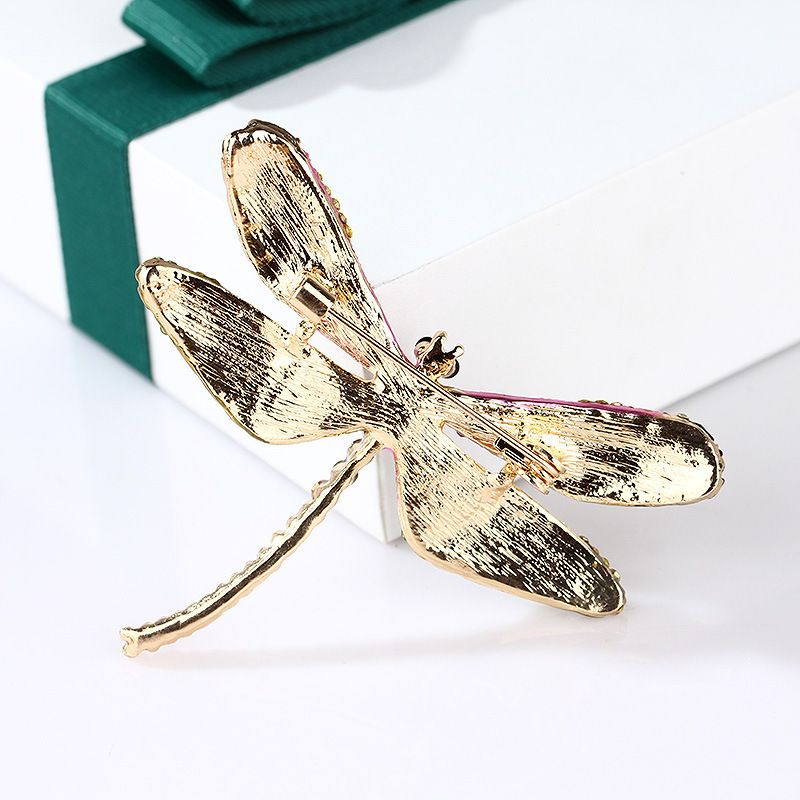 Broche libellule multicolore en forme de goutte d'huile rétro multicolore en diamant coloré, broche unisexe en forme d'insecte_voghion.com