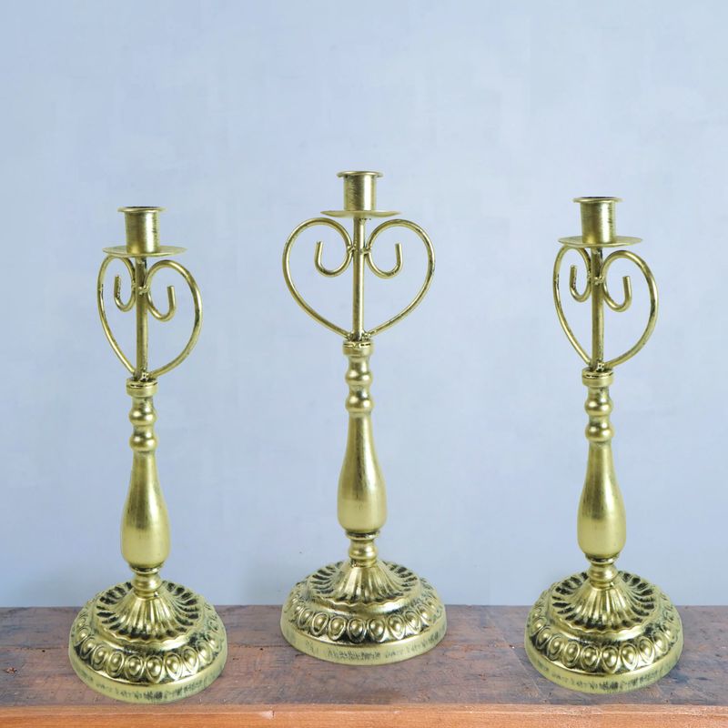 Vintage Copper Candle Holder Set, Handcrafted Metal Candlestick For Dining Table, Wedding Decor & Rustic Home Centerpiece (Single/3-Branch Options)_voghion.com