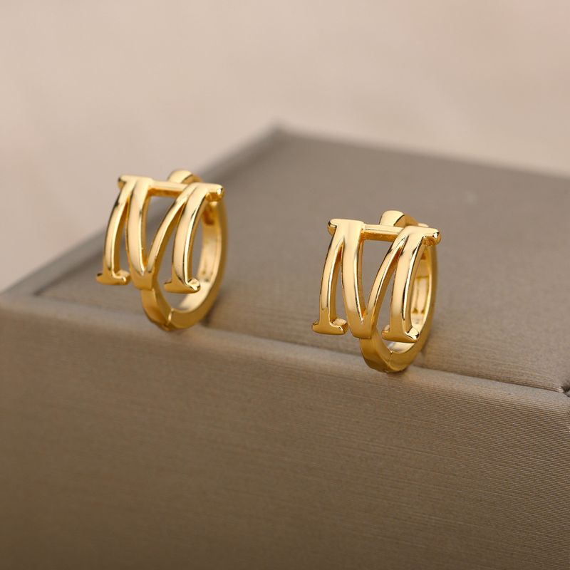 Korean new style 26 English letters earrings for women simple temperament cold style earrings name earrings_voghion.com