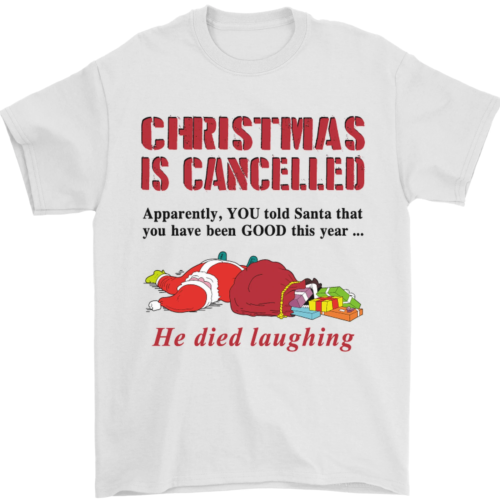 Kerstmis is geannuleerd Grappig Kerstman T-shirt voor heren, 100% katoen_voghion.com